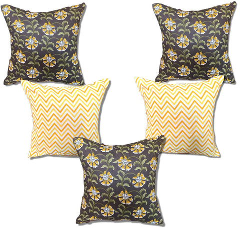 Set of 5: Olive Yellow Mix and Match Cushion Covers 16"x16"