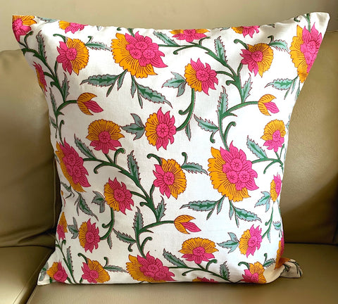 Set of 5: Pink Orange Floral Cushion Covers