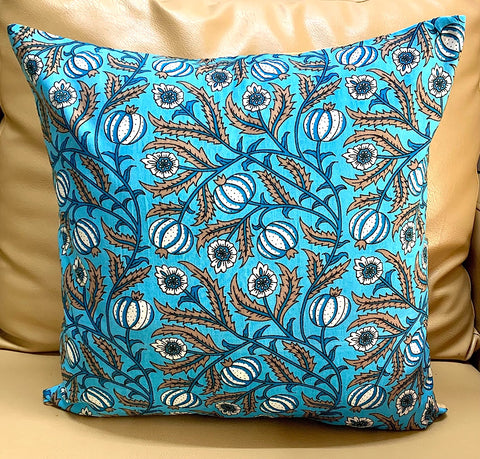 Set of 5: Midnight Anaar Powder Blue Floral Cushion Cover