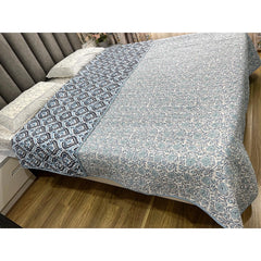 Handblock Printed Quilted Bedcover - Black Spade