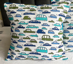 Set of 2: Blue Car Cushion Covers