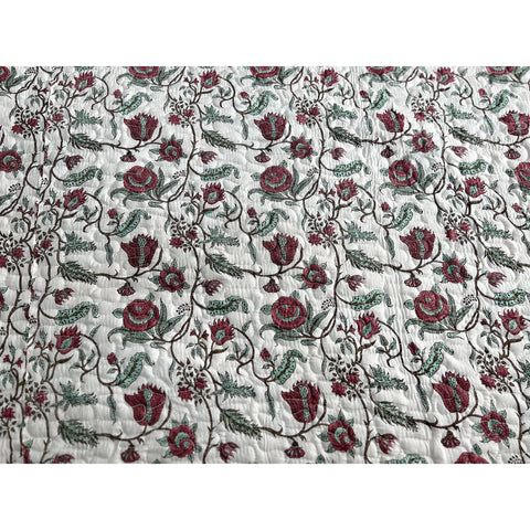 Handblock Printed Quilted Bedcover - Palace Garden