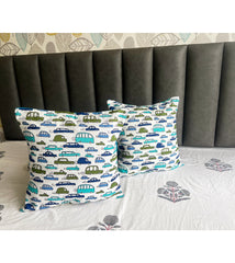 Set of 2: Blue Car Cushion Covers