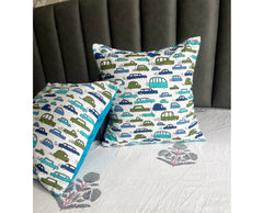 Set of 2: Blue Car Cushion Covers