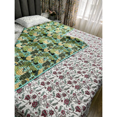 Handblock Printed Quilted Bedcover - Palace Garden