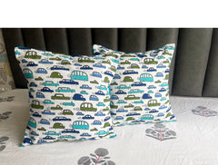 Set of 2: Blue Car Cushion Covers