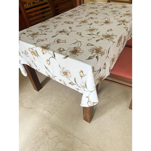 Brown Floral 6 seater tablecloth