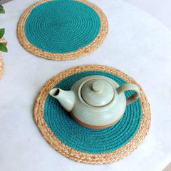 Jute Placemats Blue Centre: Set 2