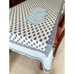 Blue Flower 6 seater Tablecloth + Napkins