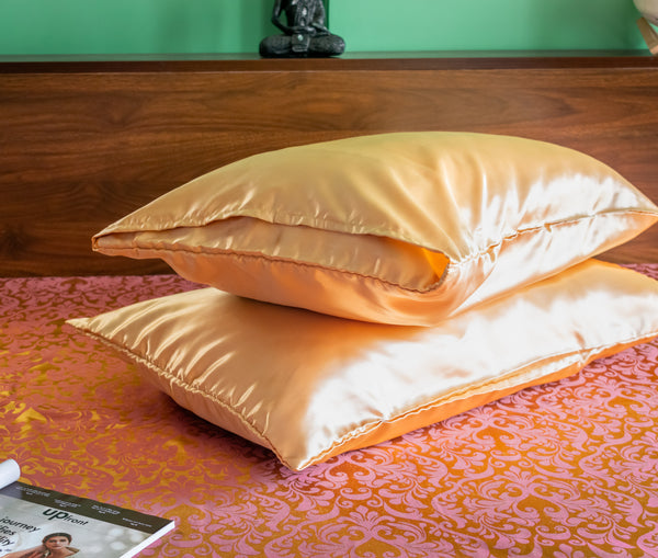 Gold Satin Silk Pillow Covers