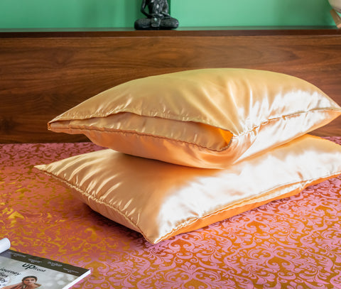 Gold Satin Silk Pillow Covers