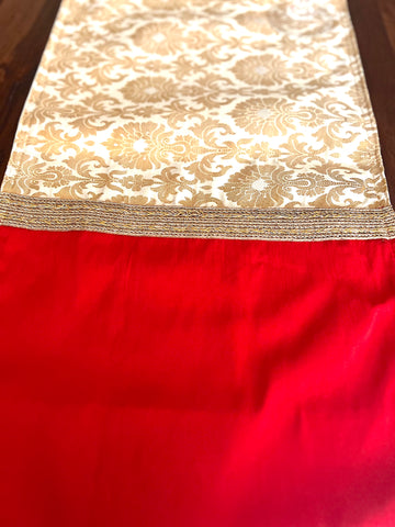 White Red Banarasi - Long Runner