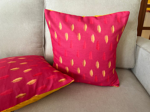 Pink Yellow Feather Cushion Cover