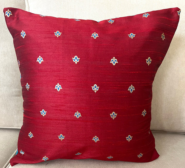 Maroon Blue Boota Cushion Cover