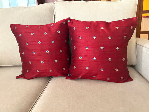 Maroon Blue Boota Cushion Cover