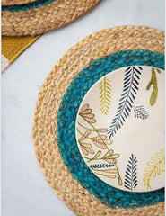 Jute Placemats Blue Centre: Set 2