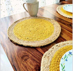 Jute Placemats Yellow Centre: Set 2