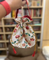 Maroon Floral Potli