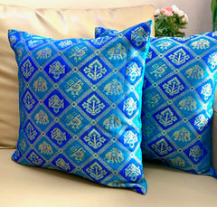 Cushion Cover and Runner Mats Set - Blue Patola