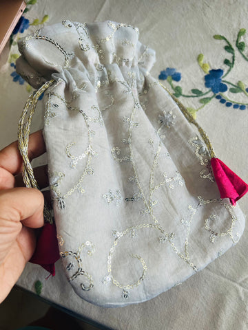 Silver Sequins Potli