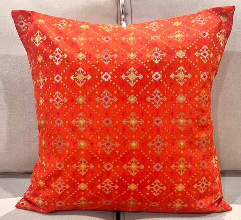Rust Bandhni Cushion Cover
