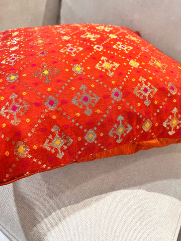 Rust Bandhni Cushion Cover