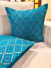 Turquoise Jharokha Cushion Cover