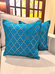 Turquoise Jharokha Cushion Cover
