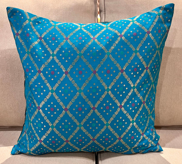 Turquoise Jharokha Cushion Cover