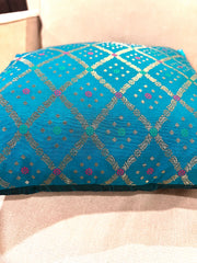 Turquoise Jharokha Cushion Cover