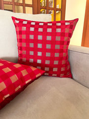 Scarlet Checks Cushion Cover