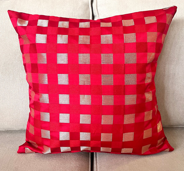 Scarlet Checks Cushion Cover