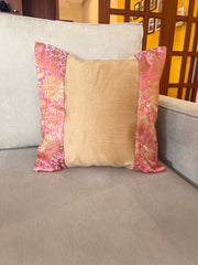 Salmon Pink Banarasi Trim Cushion Cover