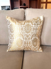 White Banarasi Cushion Cover