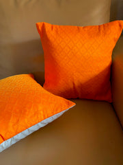 Set of 4: Imprints Self Design Pink Orange Cushion Covers