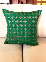 Green Bandhani Cushion Cover