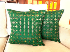 Green Bandhani Cushion Cover
