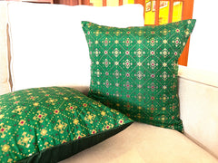 Green Bandhani Cushion Cover