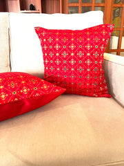 Red Bandhani Cushion Cover