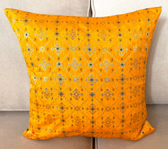Yellow Bandhani Cushion Cover
