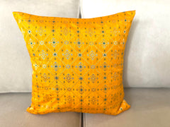 Yellow Bandhani Cushion Cover
