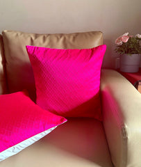 Set of 4: Imprints Self Design Pink Orange Cushion Covers