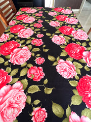 Black Peach Floral Tablecloth