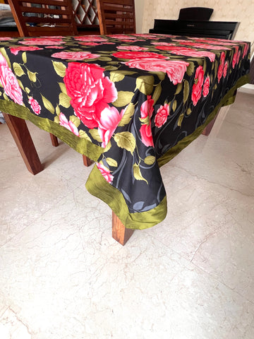 Black Peach Floral Tablecloth