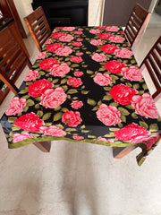 Black Peach Floral Tablecloth