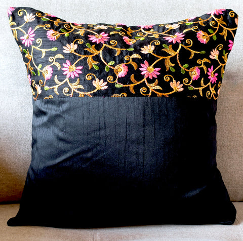 Embroidery Half Night Garden Cushion Cover