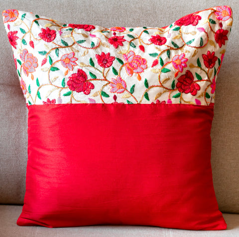 Embroidery Half Rose Garden Cushion Covers