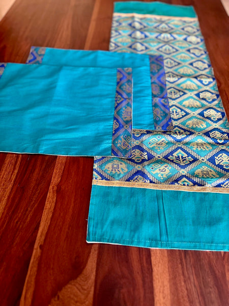 Blue Patola - Table Runner with 2 Mats