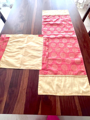 Pink Marigold - Table Runner with 2 Mats