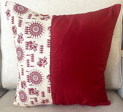 Set of 2: Maroon Warli Edge